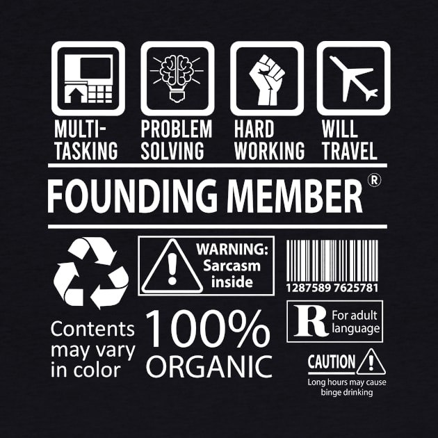 Founding Member T Shirt - MultiTasking Certified Job Gift Item Tee by Aquastal